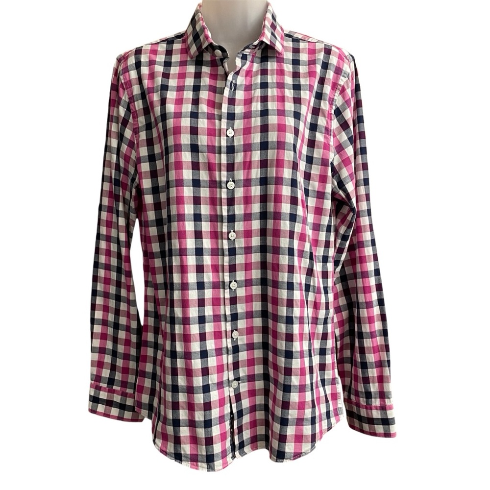 EXPRESS Mens Extra Slim Fit Long Sleeve Dress Shirt - Size M Black White Pink